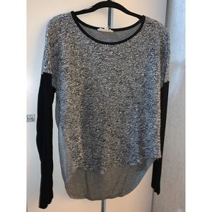 Gray mixed texture sweater with black sleeves